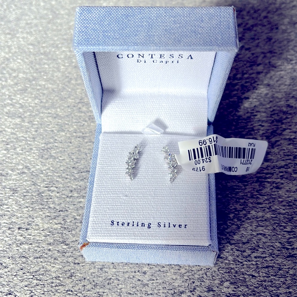 Contessa Di Capri Sterling Silver Cubic Zirconium Earrings